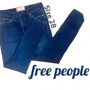Free People High Rise Stretch Skinny Jeans Sz W 28R Dark Wash 61855-16515125